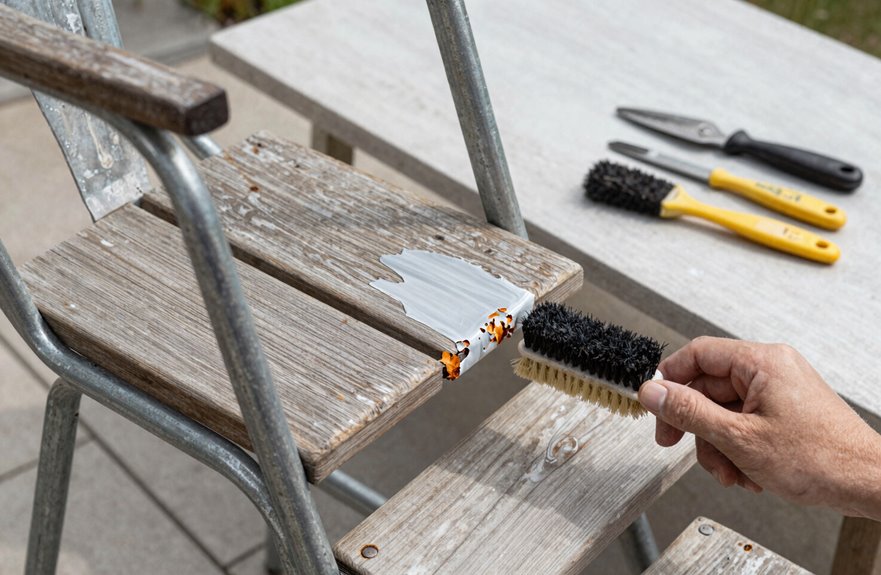 5 Steps to Repaint Patio Furniture Like a Pro 4 strip rust sand prime