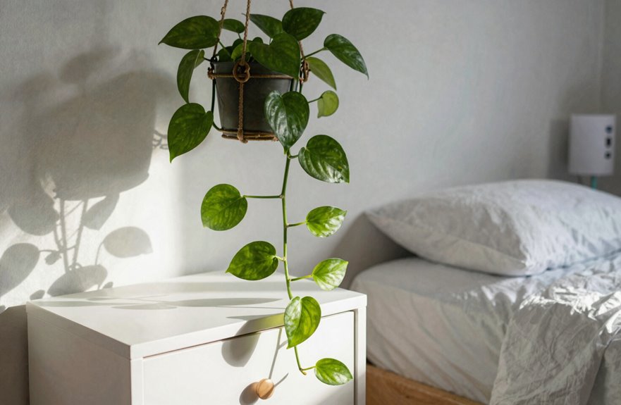 trailing golden pothos purifies sleep air