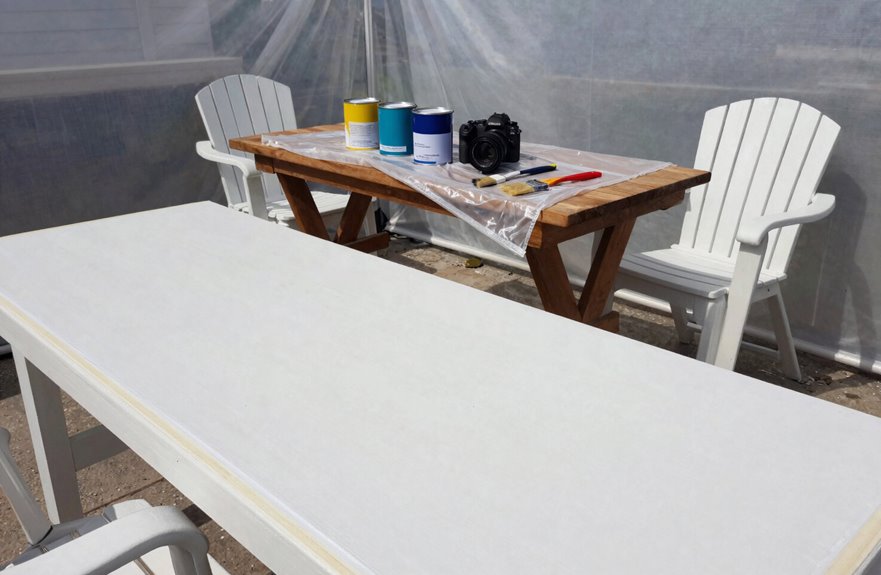 5 Steps to Repaint Patio Furniture Like a Pro 3 weather protected paint workspace setup