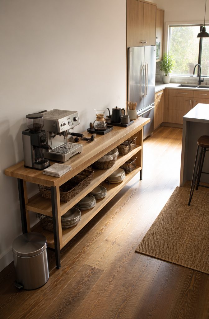 How to Build a Home Coffee Station: 6 Steps to a Working Setup 7 Espresso machine and grinder on the left side of a coffee cart