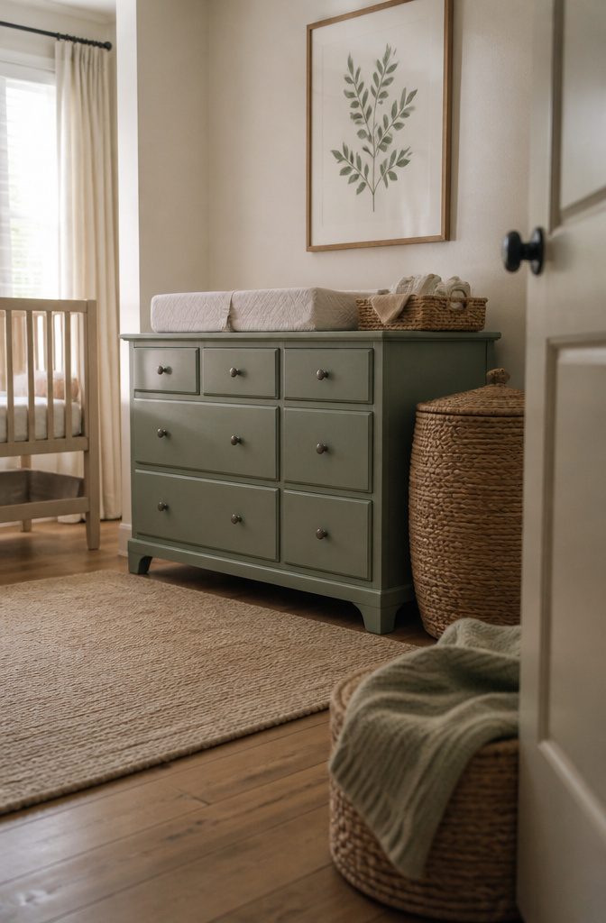 10 Ways to Repurpose Old Dressers for Your Home 11 Dresser used as a changing station with pad and storage drawers