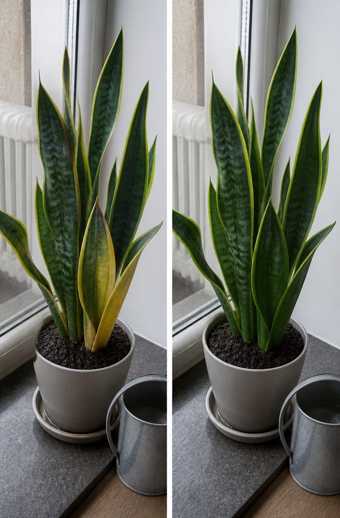 How to Tell if a Snake Plant is Healthy: 8 Steps 3 Snake plant with yellowing leaves among green foliage