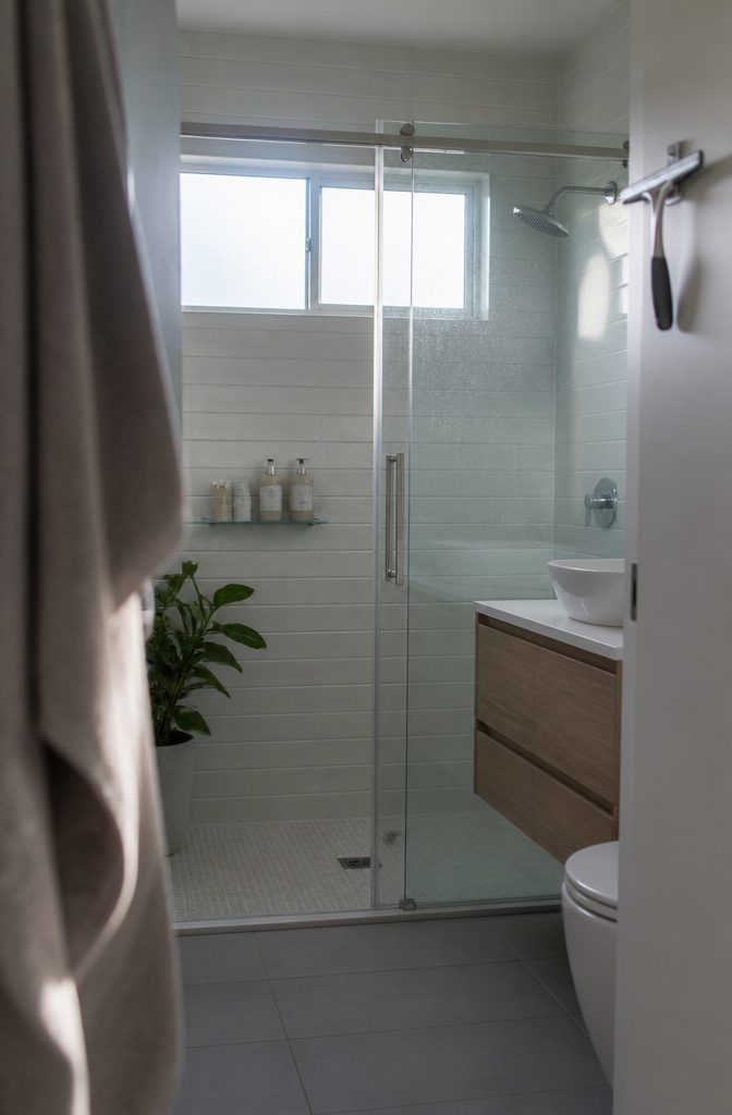 19 Ways to Decorate a Small Bathroom That Make It Work 8 Small bathroom with clear glass shower doors and visible wall tile