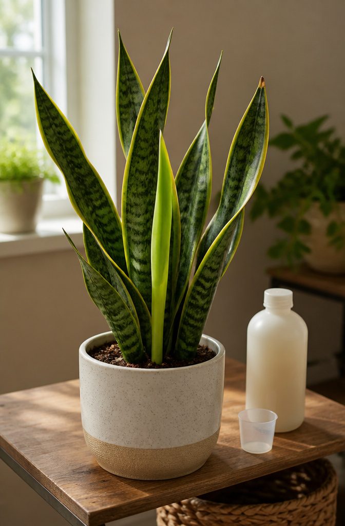 How to Care for a Snake Plant Indoors: 7 Practical Steps 6 Snake plant with upright green leaves in an indoor pot