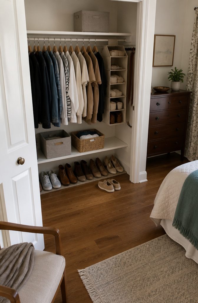 How to Keep a Room Clean: 10 Methods That Work 3 Bedroom storage bins and organizers holding shoes and accessories
