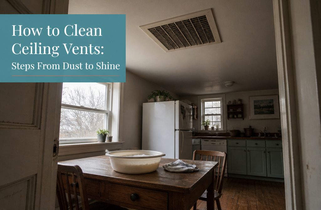 Ceiling vent above a drop cloth on the floor