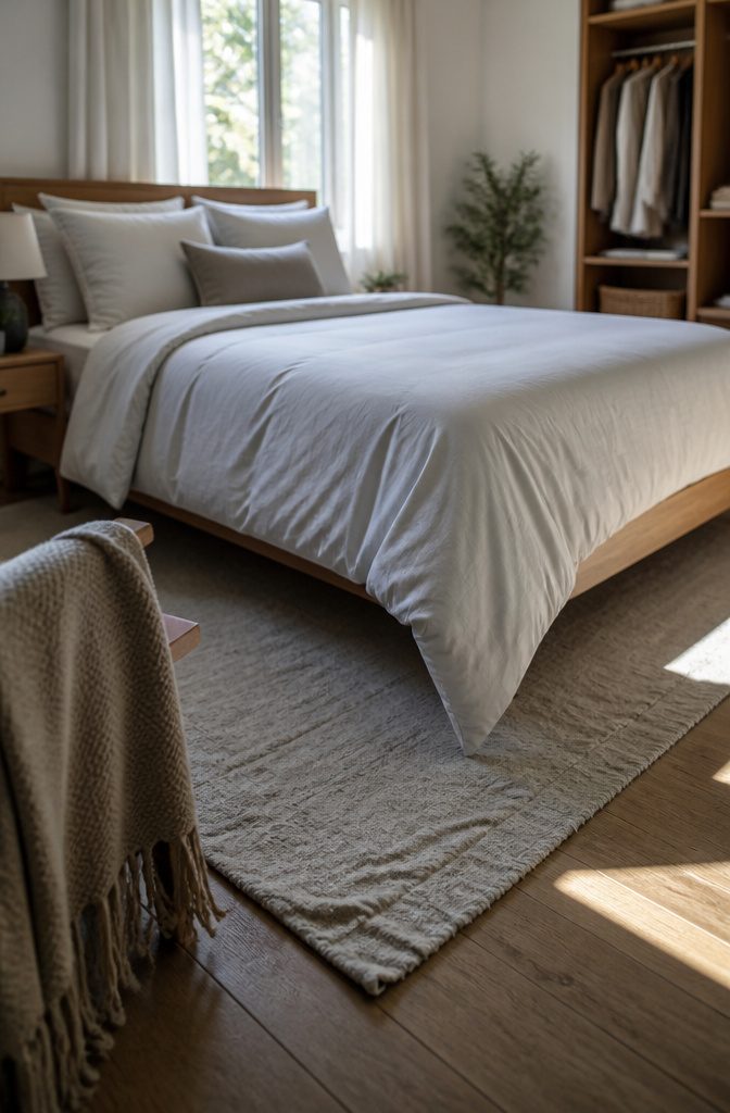 How to Keep a Room Clean: 10 Methods That Work 4 Made bed with smooth covers and neatly arranged pillows