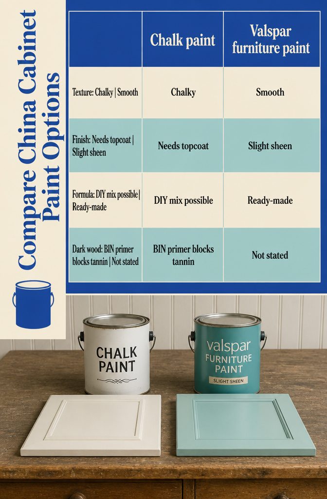 How to Paint a China Cabinet: 7 Steps to a Fresh Finish 9 Paint options guide graphic for a china cabinet