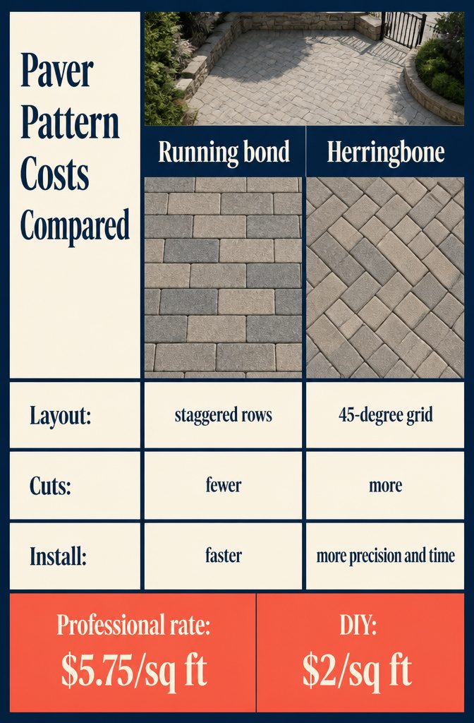 How to Design a Patio: 8 Steps from Planning to Installation 10 Paver pattern cost chart comparing several laying patterns