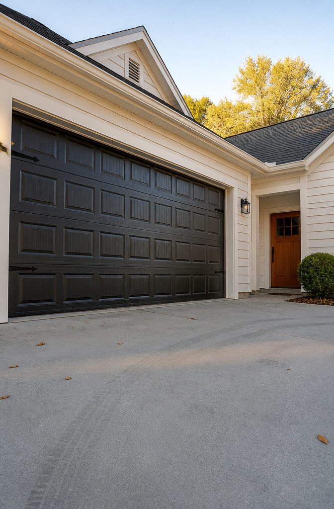 House facade with a garage door and front entry