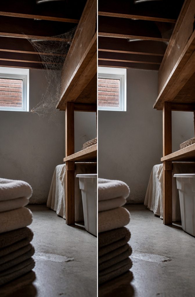 How to Clean Cobwebs: 6 Steps for Webs and Residue 8 Clean spider web with taut threads stretched between window frame and wall