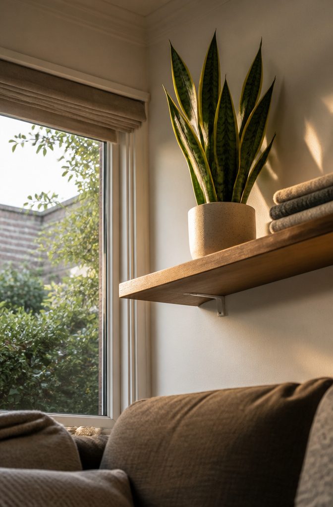 How to Care for a Snake Plant Indoors: 7 Practical Steps 11 Snake plant placed on a high indoor shelf