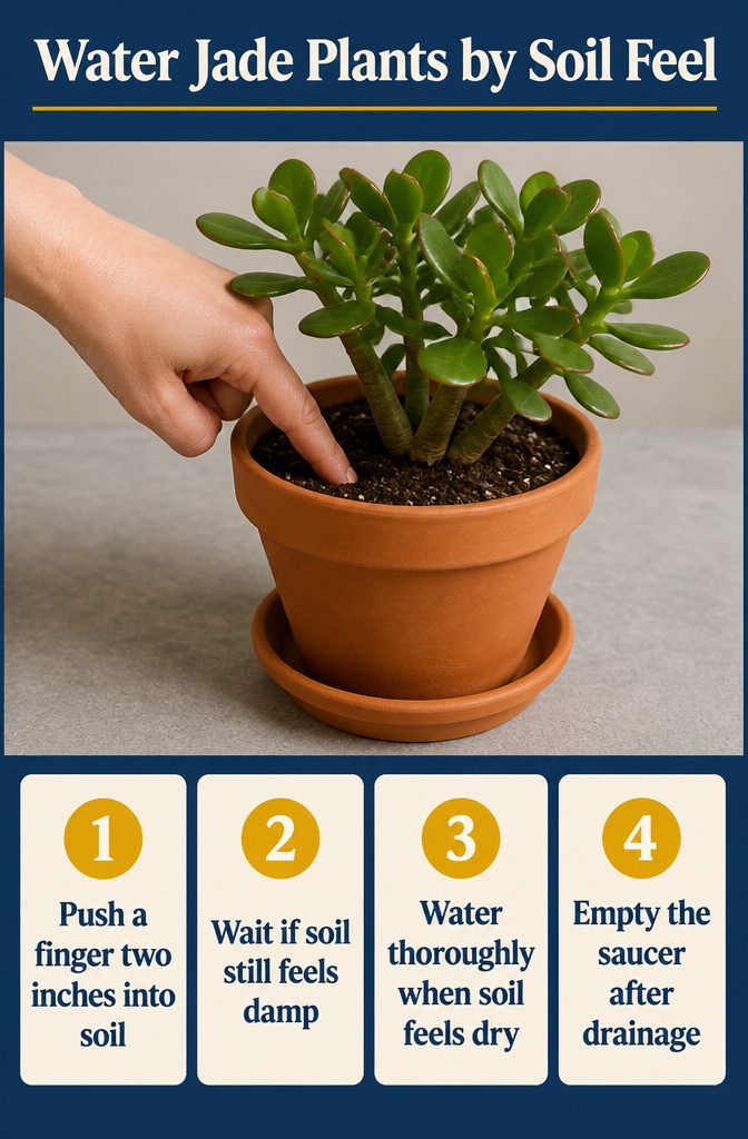 How to Care for a Jade Plant: 8 Steps for Healthy Growth 4 Finger testing soil in a jade plant pot before watering