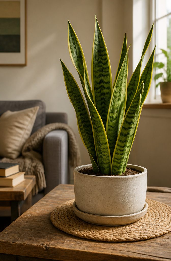 How to Tell if a Snake Plant is Healthy: 8 Steps 2 Snake plant with straight upright leaves and horizontal green stripes